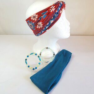 Multicolor & Turquoise Boho Headbands With Matching Bracelet Sets, Womens Size M